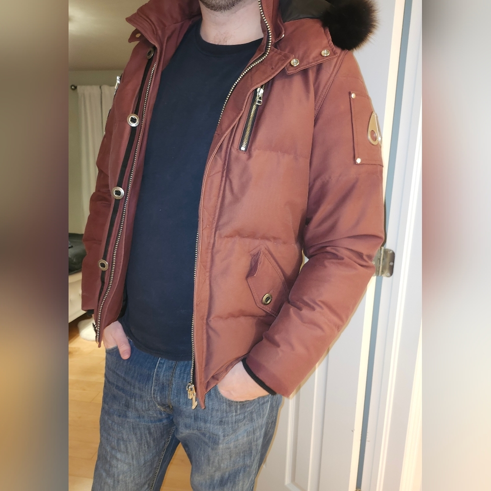 Men's Rust Quilted Hooded Winter Jacket